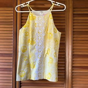 Lilly Pulitzer top. Size 4. Yellow and white with white embroidery detail.